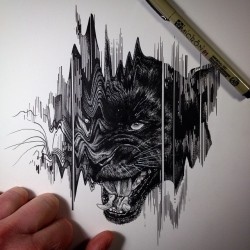 satanstorm:  Little glitch drawing from today. Gotta add some text tmorow…. #pen #penandink #art #artist #glitch #glitchart #panther #cat #illustration #illustrator #pauljackson #drawing #pigmamicron #micron by pauljacksonlives http://ift.tt/1BkQc8G