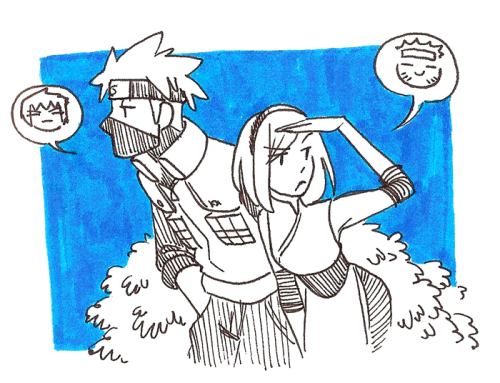 ksanon:(reposted art from my main blog/twitter but)Imagine a Naruto AU where Kakashi and Sakura go o