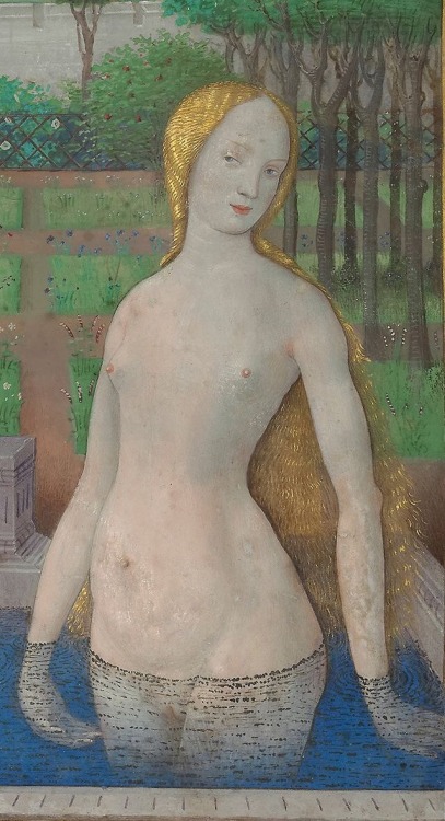 kundst:  Jean Bourdichon (Fr. c. 1457 - 1521), France “Bathsheba Bathing” (Miniature in the ‘Book of Hours’ of King Louis XII of France) 