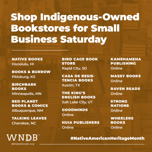 It’s Small Business Saturday! As Native American Heritage Month winds down, here are Indigenous-owned bookstores (including Native Hawaiian- and Pacific Islander-owned stores) you can shop.
Store links:
• Libélula Books & Co (San Diego, CA)
• Quiet...