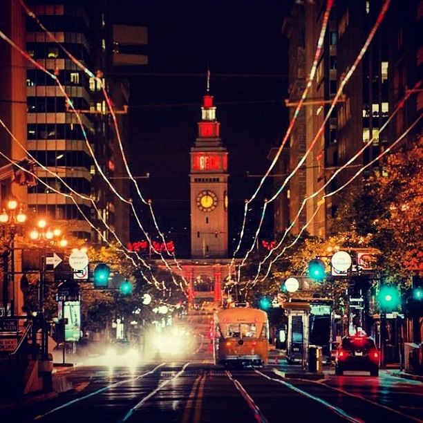 San Francisco at night #ferrybuilding #americascup