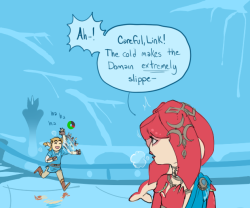 morbart: Mipha, it’s fine, it’s just a bump.  You don’t have to-  Mipha, no. 