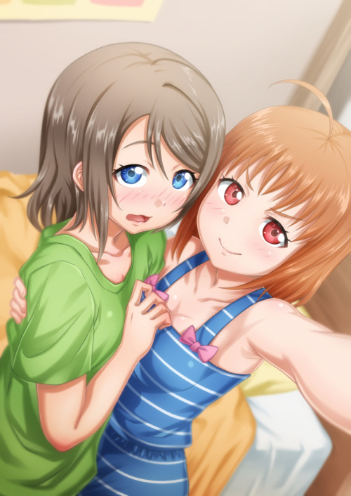 ✧･ﾟ: *✧ Flustered Selfie ✧ *:･ﾟ✧♡ Characters ♡ : You Watanabe ♥ Chika Takami ♢ Anime ♢ : Love