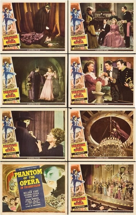 phantomofthetrashcan:Lobby cards for Phantom of the Opera (1943)