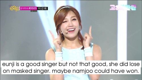 you must be fucking joking Eunji is one of the best female idol vocalists. she reached the finals, w