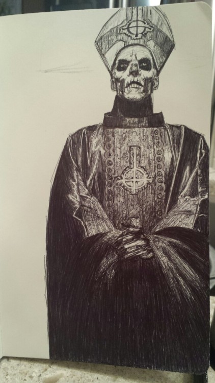 dirkcipher:  Day 8 of Inktober. Drew Papa Emeritus II, partly due to excitement over seeing the band
