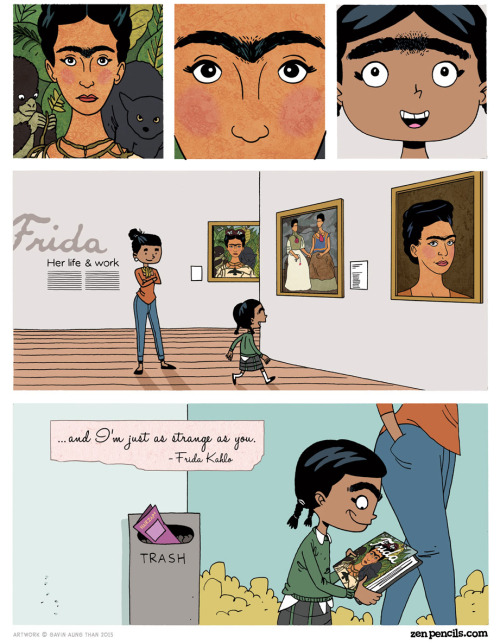 the-dream-i-had:  zenpencils: FRIDA KAHLO: Strange Like Me  This is the most beautiful thing I’ve seen in a while 