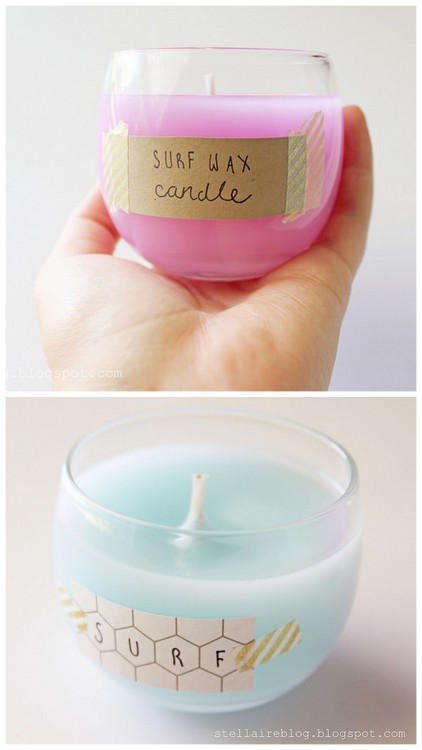 diychristmascrafts:DIY Surf Wax Candle Tutorial Ever from Stellaire. This is the easiest candle tuto