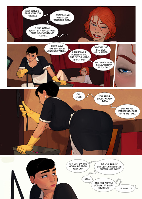 incaseart:Aaaand here you go! I didn’t feel up for drawing today, but adding dialogue to already finished pages is fine. First installment of “The Mess”. Initially I wanted this one to have a full sex scene, but there’s no way I am fitting that