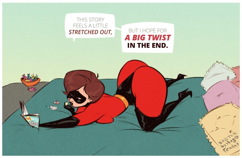   Helen Parr aka Mrs Incredible - A Big Twist - Cartoon PinUp Sketch So many candies