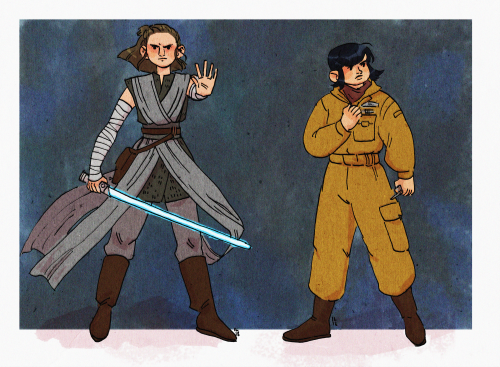 cornflakesdoesart:applied some finishing touches to this little TLJ Rey and Rose that I started back