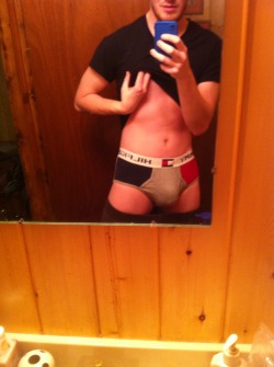 tightandwhite:  So this is me. A little “thank you” for my followers (88-the year I was born) and a happy new year. May 2014 be better than all the previous ones. :)  really like the tricolor of these briefs