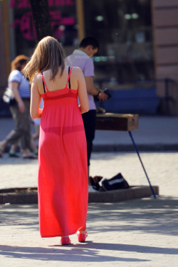 voyeur-voyeur:Voyeur the lady in red. Or is she a lady in black? Displaying her entire lingerie on the street triggers my phantasy and turned an ordinary day into a special day. I would like to thank the unknown lady for making me feel excited.