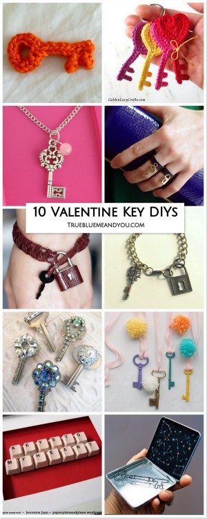 10 Valentine Key to My Heart DIYs from True Blue and YouA few years ago I made lots of key jewelry -