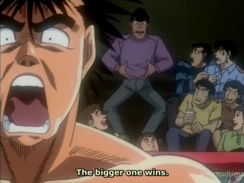 dannymcgee:  Hajime no Ippo is a very serious anime about boxing.  