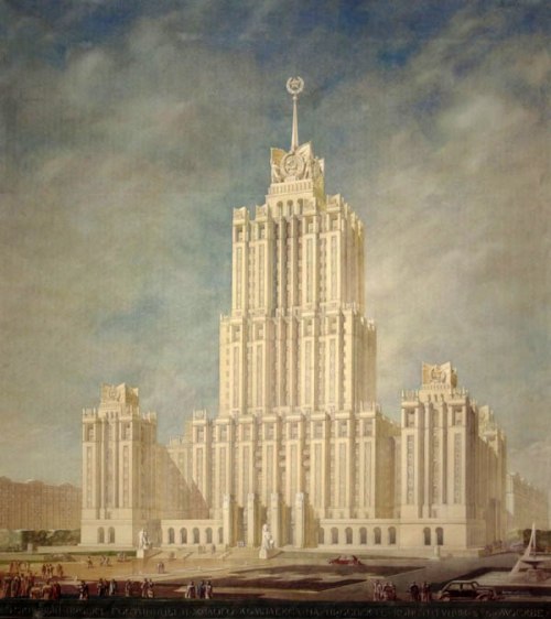 Projects of famous”Seven Sisters” - skyscrapers in Moscow, built in Stalinist style (1930s-1940s) 