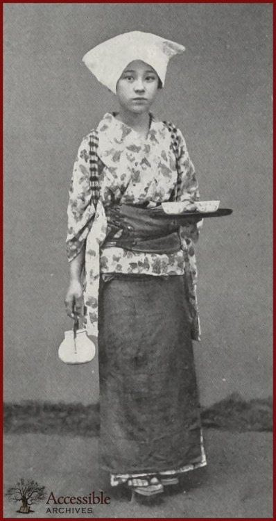 thekimonogallery:A Teahouse Girl (Japanese Glimpses, 1898 - Godey’s Lady’s Book)