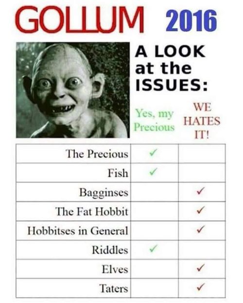 If you&rsquo;re still undecided this election cycle, might I suggest&hellip; . #gollum #geek