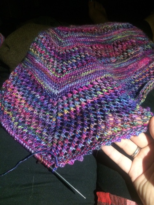 Halfway done with this picot bind off. My arm might fall off, but I&rsquo;m so close&hellip;