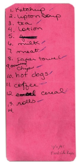 djotzi:from the found grocery lists collection