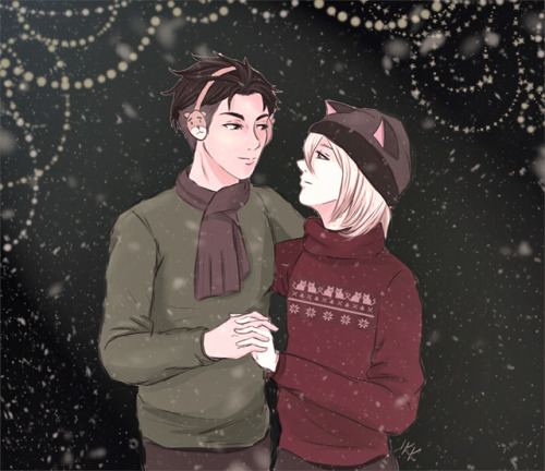 otabeautiful:Dear @onotherflights, here is your promised Otayuri drawing :) I’m sorry it took me so long, but my inspriation went into hibernation…I hope you like it and I’m sorry if it’s too cheesy, too snowy or too christmasy ^^’