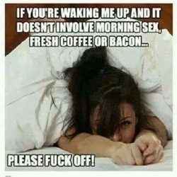 I&rsquo;ll pass on the sex, but coffee or bacon are decent enough reasons to not get your head bitten off &hellip; 