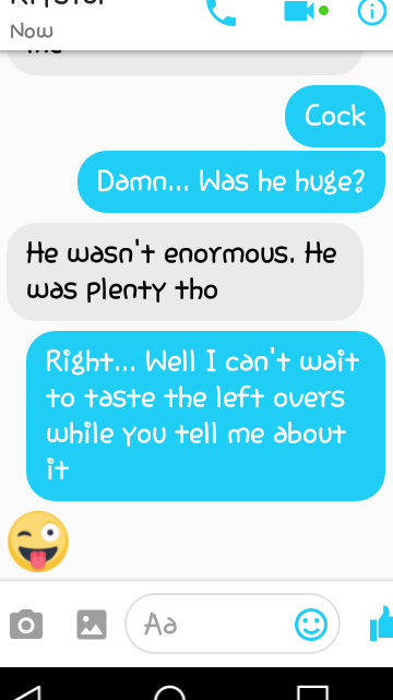 vixon420:Part 2 of my conversation with my wife while I’m at work!! That dirty girl makes me proud!!