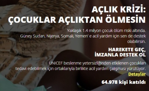 AÇLIK KRİZİ: ÇOCUKLAR AÇLIKTAN ÖLMESİNYaklaşık 1.4 milyon çocuk ölüm riski altında Güney Sudan, Nije