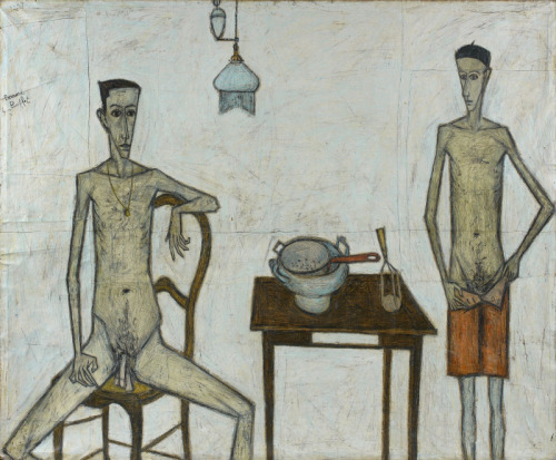 Bernard Buffet (French, 1928-1999), Deux hommes dans une chambre, 3 août 1947, 1947. Oil on canvas, 156.5 x 189 cm.