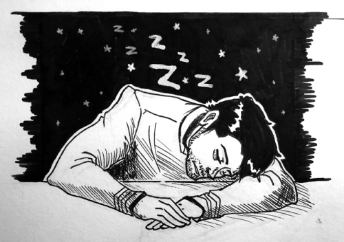 INKTOBER Day 7 - SleepyBones is always tired (Sorry it’s a day late, today&rsquo
