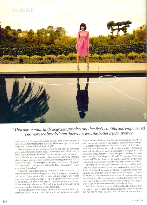 Sasha Grey in ELLE UK Magazine / June, 2013 Thanks to ifuckinglovemydaddy for sharing! :)