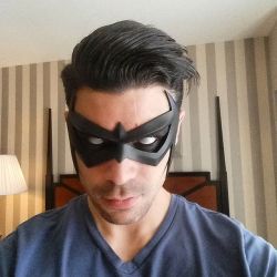 maledollmaker:  Dynamite Webber cosplayer as Nightwing, Batman and Spiderman, a pretty good argument for human taxidermy.