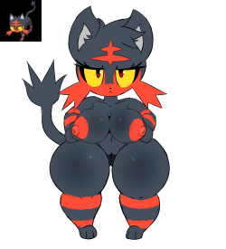 kirbot12:  i drew some Litten a while back,