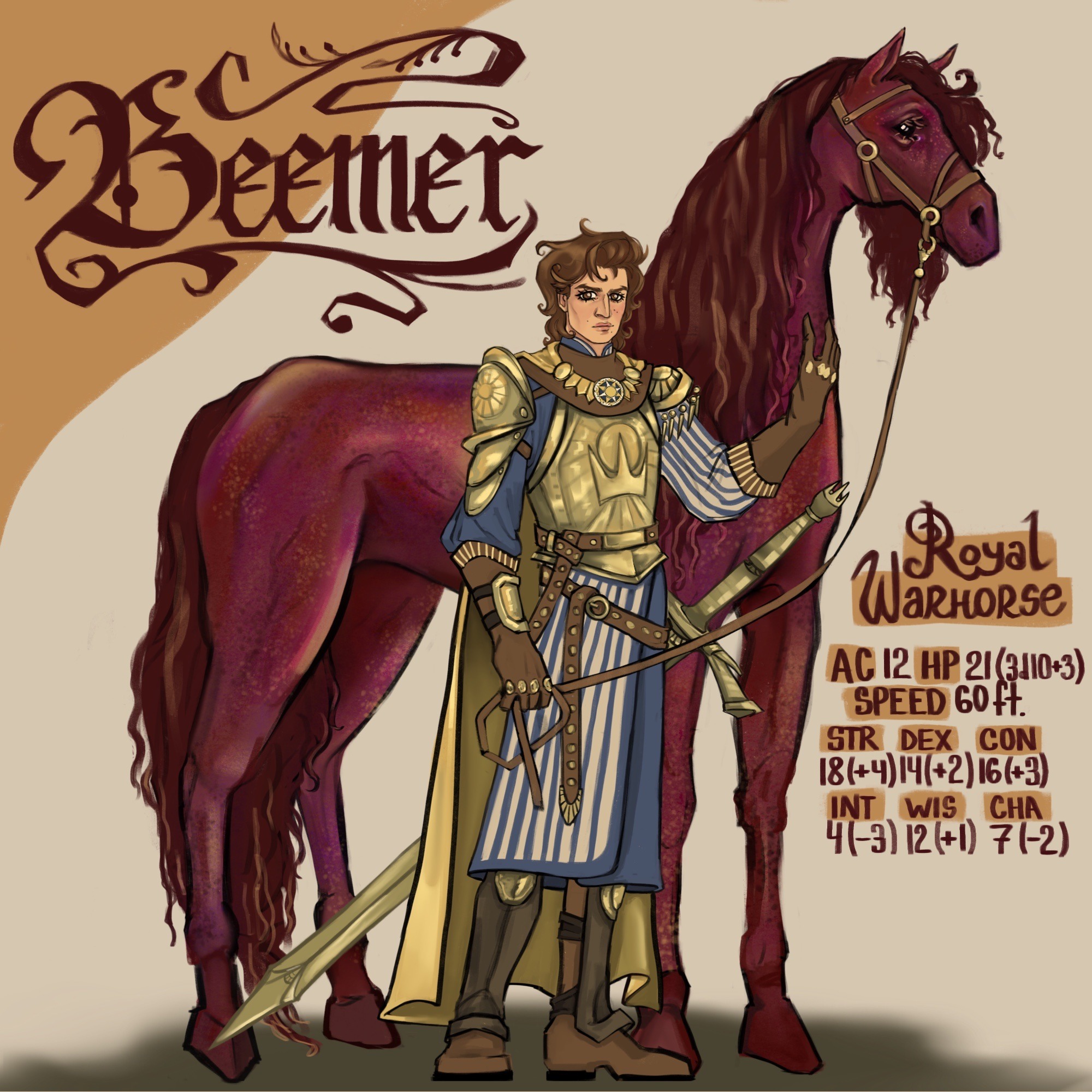 mankanar:ST D&D AU: Prince Steve and his loyal steed Beemer(if I didn’t put Steve’s BMW in my D&D AU as a horse i wouldn’t have been me)