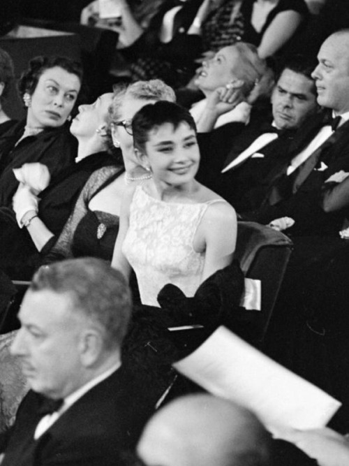 rareaudreyhepburn: Audrey Hepburn photographed at the 26th Annual Academy awards in New York on