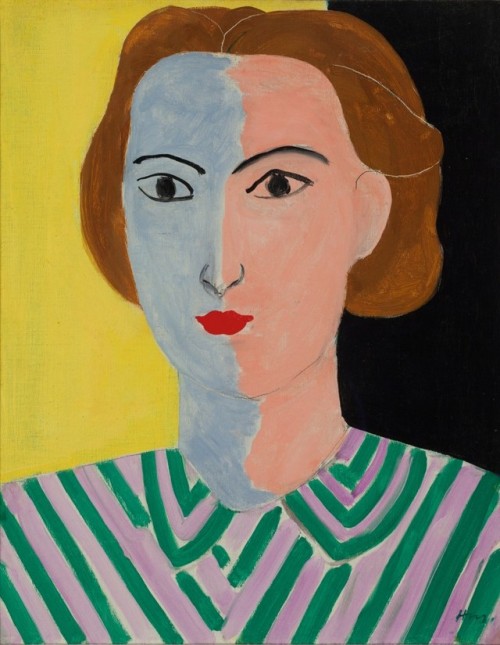 artist-matisse: Portrait with Pink and Blue Face, Henri Matisse