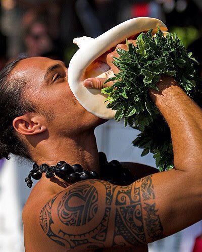 awkward-p-i:  The ceremonial practice of blowing the conch shell dates back to the ancient past and continues in many present-day traditions. Here as well as throughout the islands of the Pacific, sacred protocols surround the blowing of the shell and