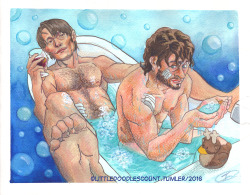 Howishughdancyevenpossible:  Little-Doodles-Count:  A Not So Romantic Bathtime Watercolor/Colorpencil/