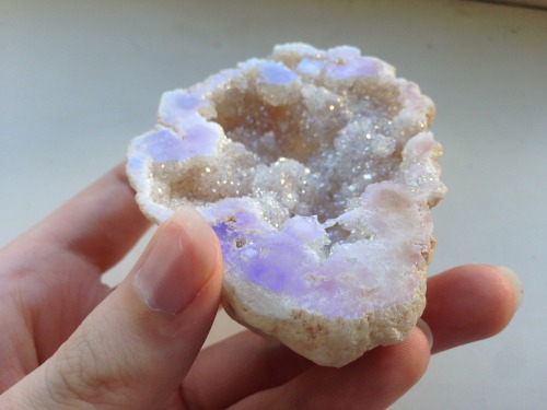 My favorite crystal that I currently own. It&rsquo;&rsquo;s angel aura quartz, which is created by t