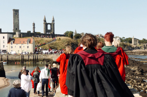 The Pier Walk is an ancient tradition at the University of St Andrews. Students wear their academic 