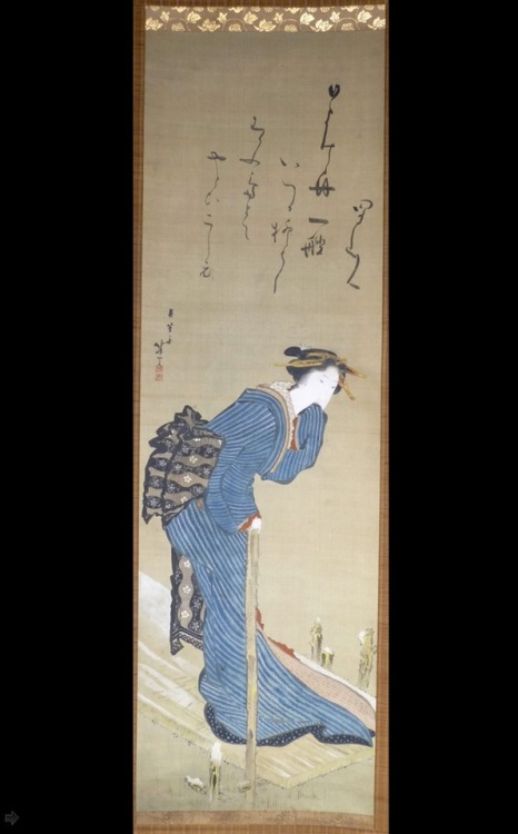 kakemono 掛物 - bijin-ga 美人画, « peintures de belle personne », deKatsushika Hokuga 葛飾北雅 - actif de 180