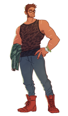 defenestratin:drew this before heading out to class earlier! someone on the fb group posted a “draw your fave taz character in your current clothes” prompt and I really wanted to draw my red palladiums on Magnus??? 