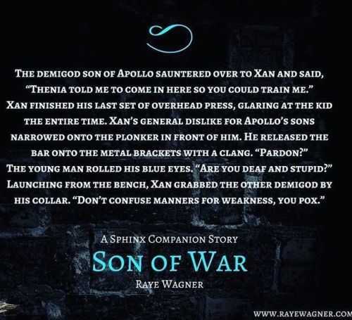 Xan is as sexy as his position as the son of Ares implies. #rayewagner #ya #urbanfantasy #greekmytho