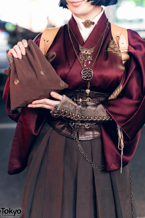 tokyo-fashion: Liz and Bishoujo wearing Japanese steampunk fashion on the street in Harajuku. Full L