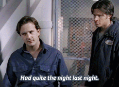 archangelsanonymous:wordssometimesfail:I am very much never going to be over Sam in this gif. I’m wa