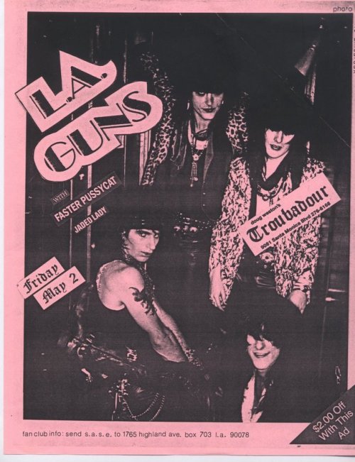 ’80s L.A. Guns flyers. $2.00 off with ad!