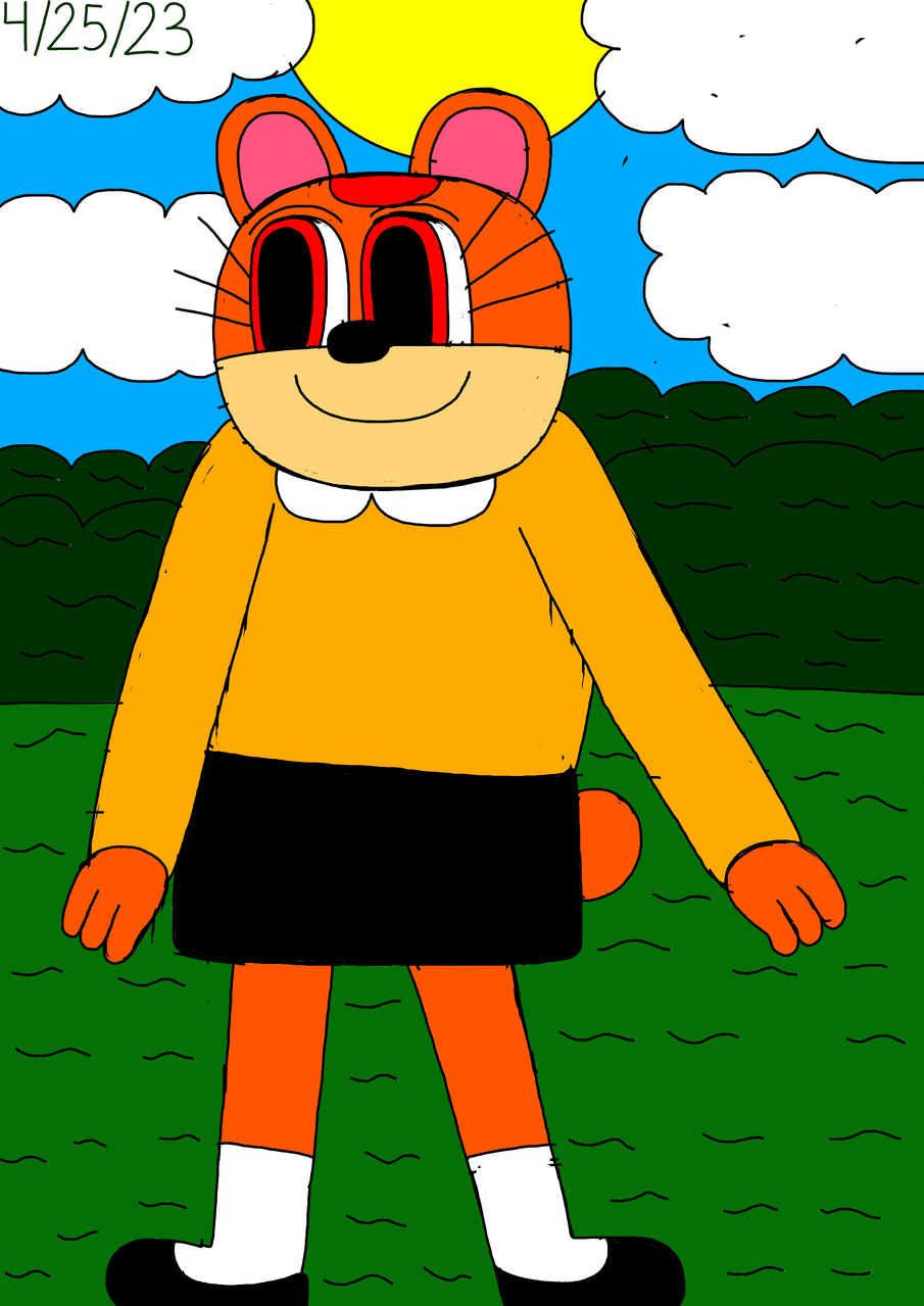 Here’s a Fanart of My Female Anthropomorphic Orange Hamster OC Selena The Hamster and She is Standing on the Green Grass and 