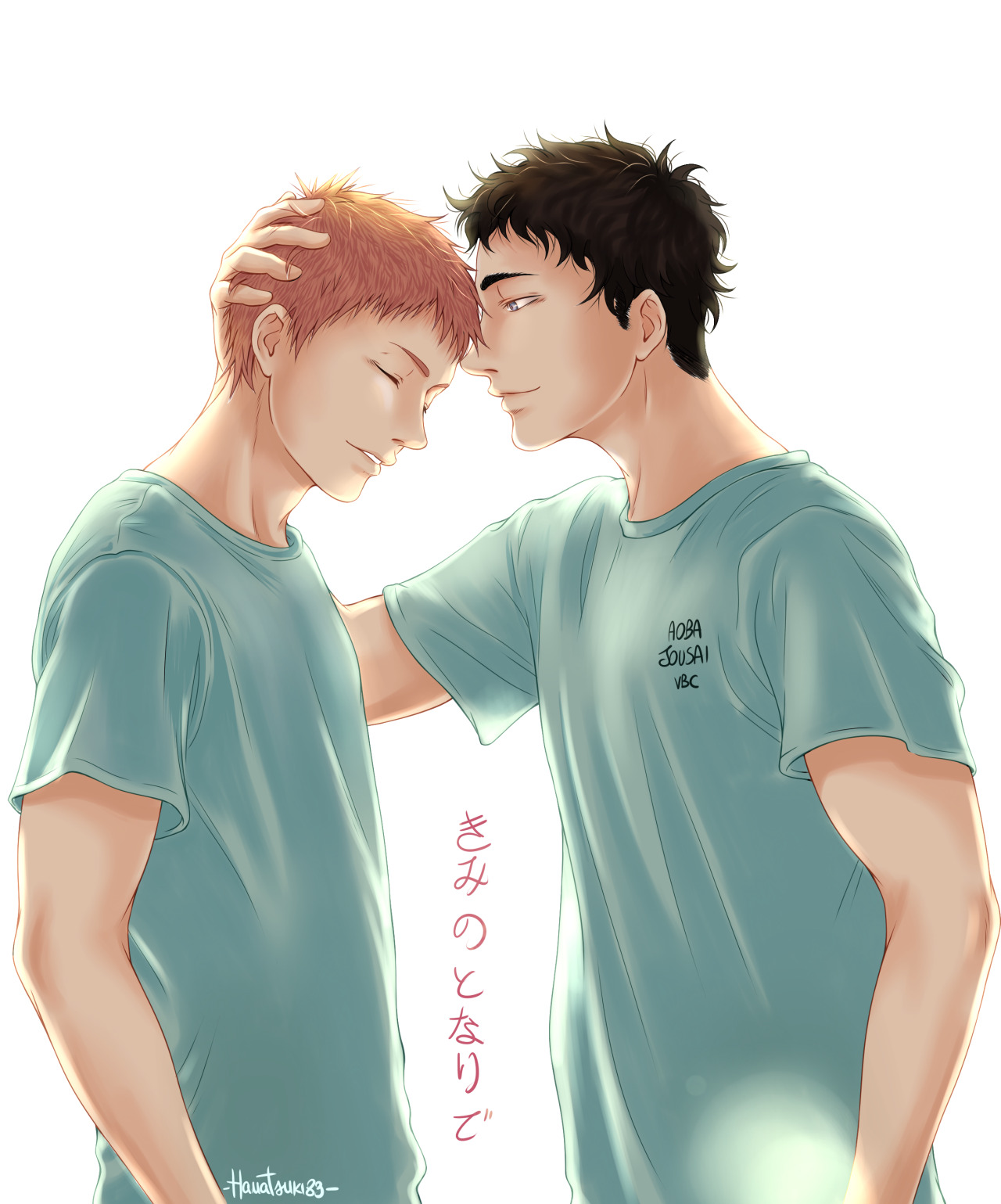 hanatsuki89:  …it looked way better in my head.MatsuHana forehead touches and fluff,