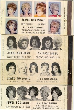 hailtothequeens:  Vintage matchbox covers from the Jewel Box Lounge 