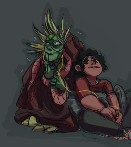 deadwooddross:Steven is probably playing some like…..Enya……for her…and a Kitty Leg Stretch
